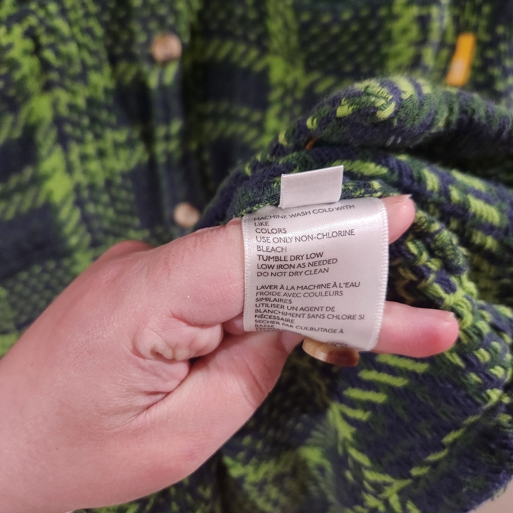 Urban Outfitters men's oversized flannel Shacket a green and blue plaid Small - Picture 4 of 7